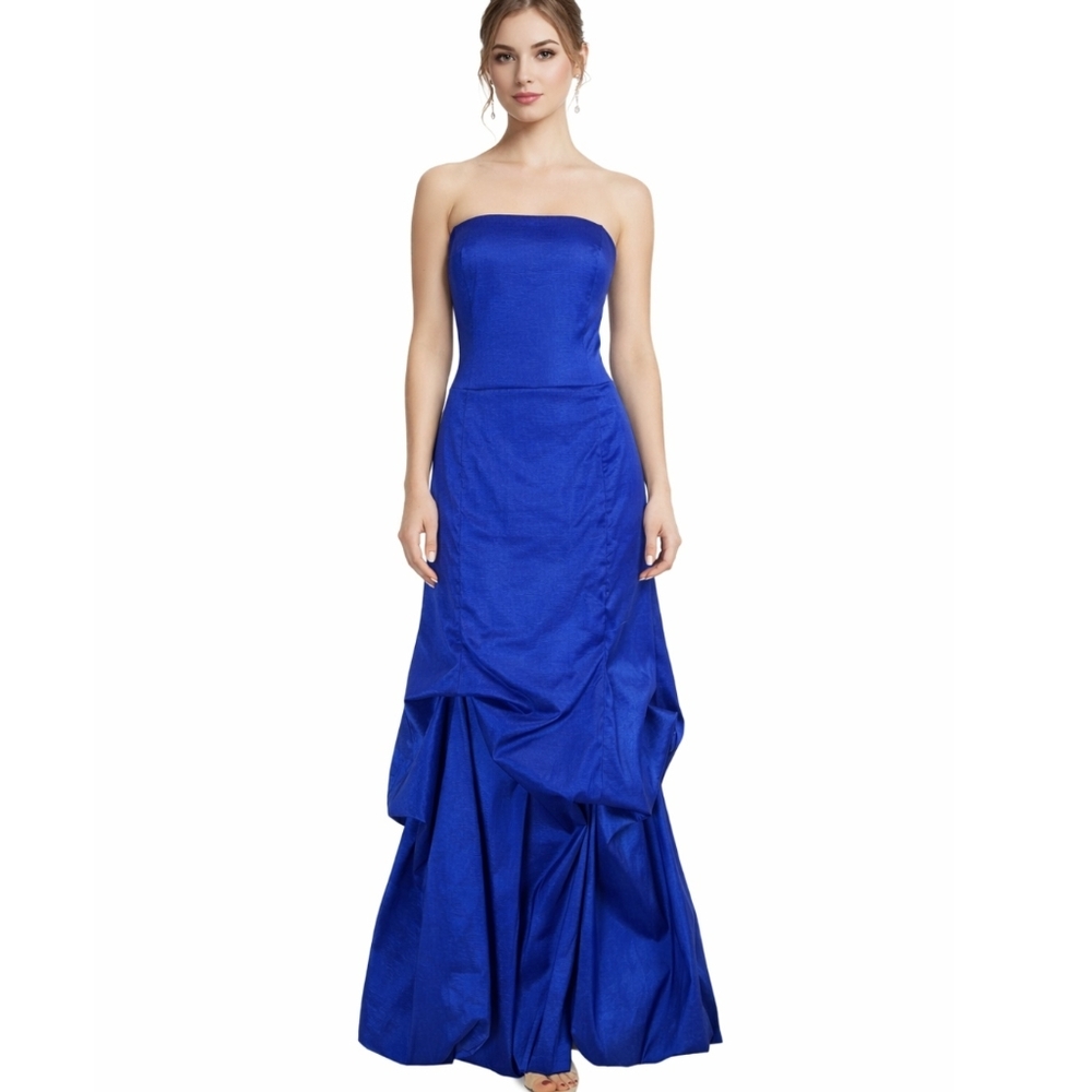 Vintage Jessica McClintock Royal Blue Strapless Gown Prom Bridesmaid Dress 14